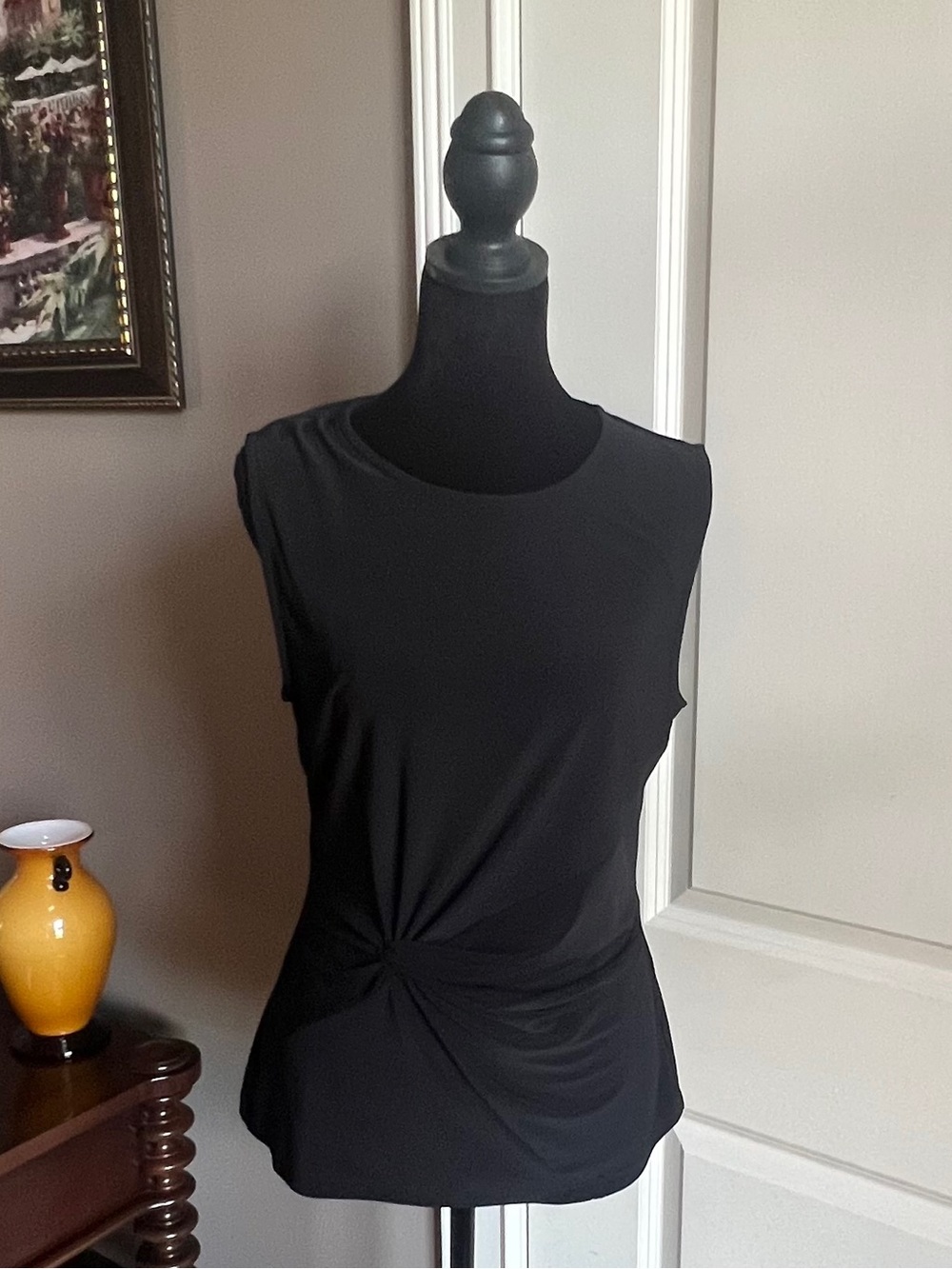 DKNY Black Sleeveless Twist-Detail Top